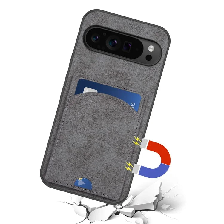 For Google Pixel 9 Pro XL Case with Card Holder PU Leather Coated  PC+TPU Phone Cover