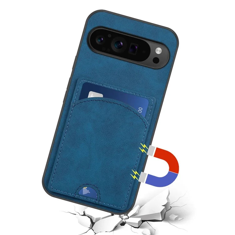 For Google Pixel 9 Pro XL Case with Card Holder PU Leather Coated  PC+TPU Phone Cover
