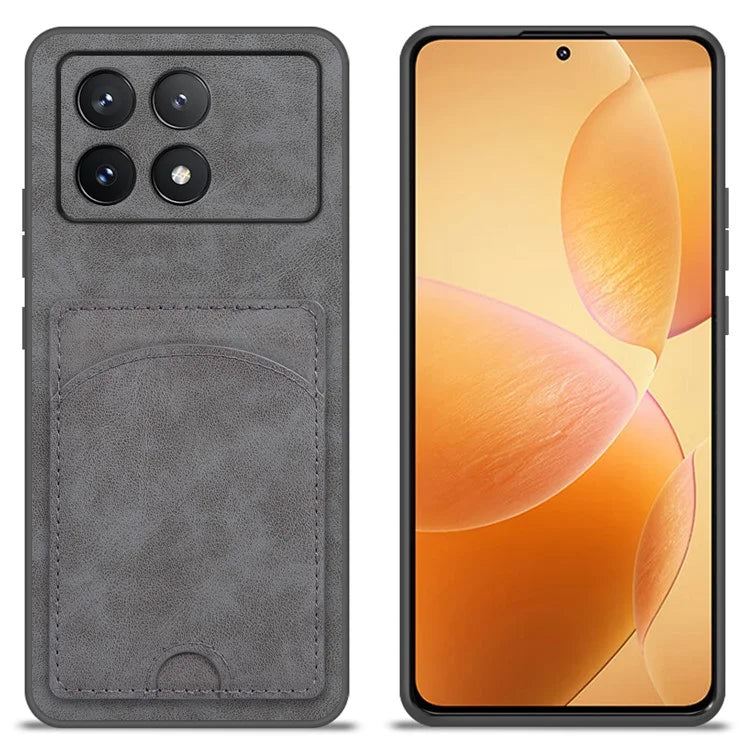 For Xiaomi Poco F6 Pro 5G / Redmi K70 5G / K70 Pro 5G Card Slot Case PU+PC+TPU Kickstand Phone Cover