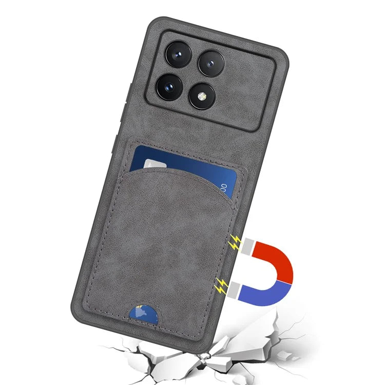 For Xiaomi Poco F6 Pro 5G / Redmi K70 5G / K70 Pro 5G Card Slot Case PU+PC+TPU Kickstand Phone Cover