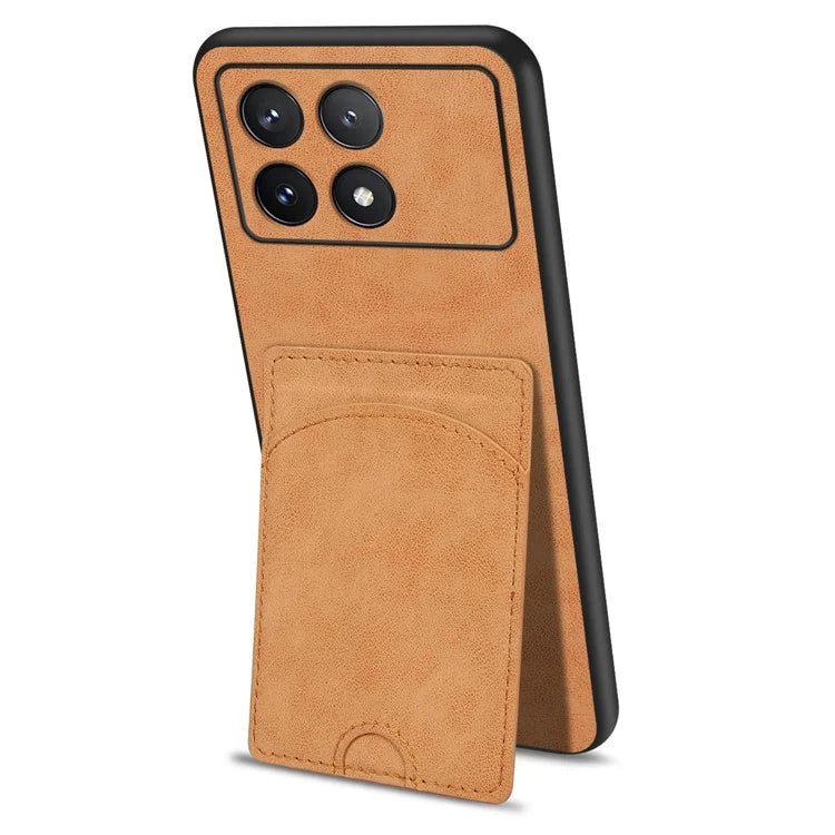 For Xiaomi Poco F6 Pro 5G / Redmi K70 5G / K70 Pro 5G Card Slot Case PU+PC+TPU Kickstand Phone Cover
