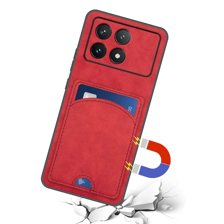 For Xiaomi Poco F6 Pro 5G / Redmi K70 5G / K70 Pro 5G Card Slot Case PU+PC+TPU Kickstand Phone Cover