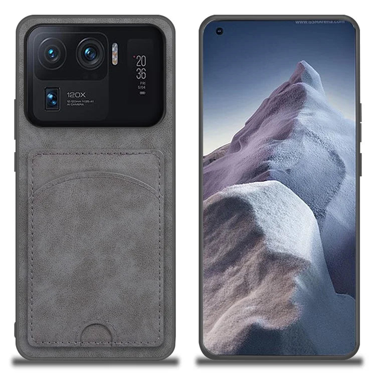 For Xiaomi Mi 11 Ultra Case Kickstand PU Leather Coated PC+TPU Card Slots Phone Cover