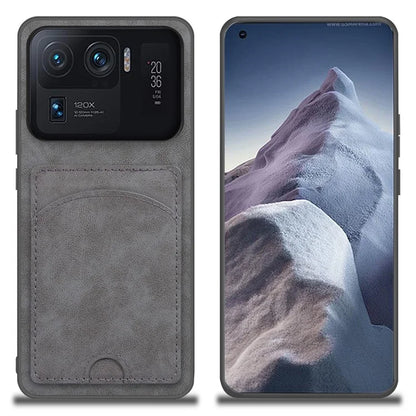 For Xiaomi Mi 11 Ultra Case Kickstand PU Leather Coated PC+TPU Card Slots Phone Cover