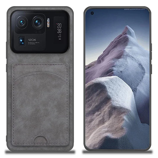 For Xiaomi Mi 11 Ultra Case Kickstand PU Leather Coated PC+TPU Card Slots Phone Cover