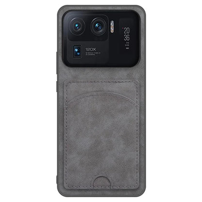 For Xiaomi Mi 11 Ultra Case Kickstand PU Leather Coated PC+TPU Card Slots Phone Cover