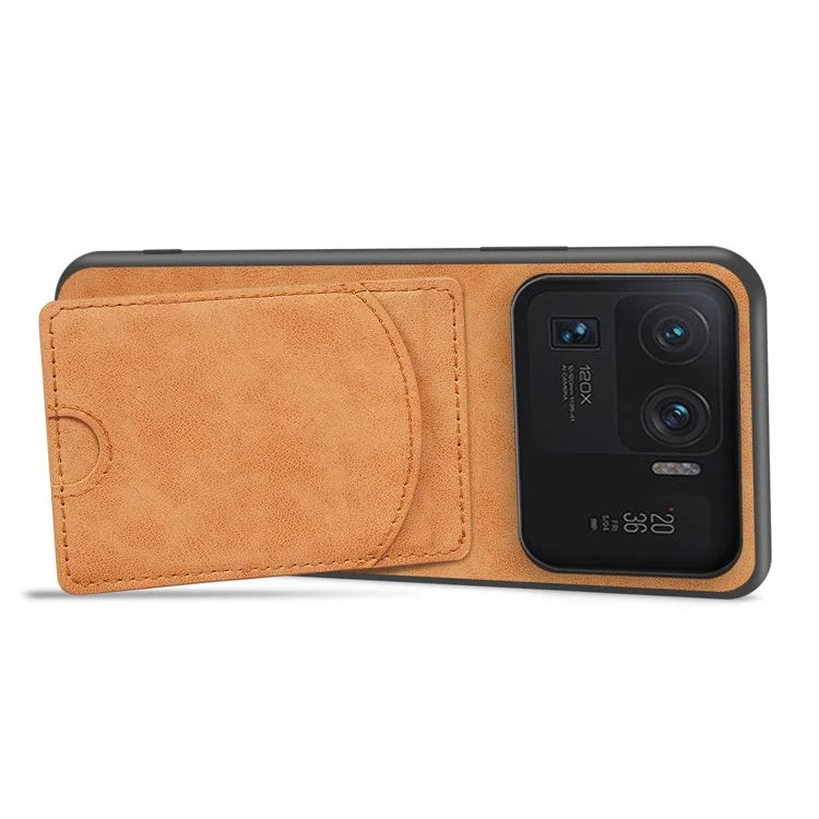 For Xiaomi Mi 11 Ultra Case Kickstand PU Leather Coated PC+TPU Card Slots Phone Cover