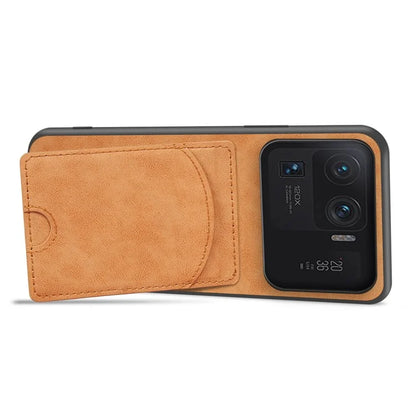 For Xiaomi Mi 11 Ultra Case Kickstand PU Leather Coated PC+TPU Card Slots Phone Cover