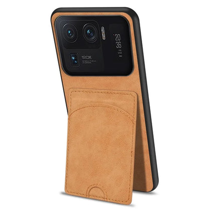 For Xiaomi Mi 11 Ultra Case Kickstand PU Leather Coated PC+TPU Card Slots Phone Cover