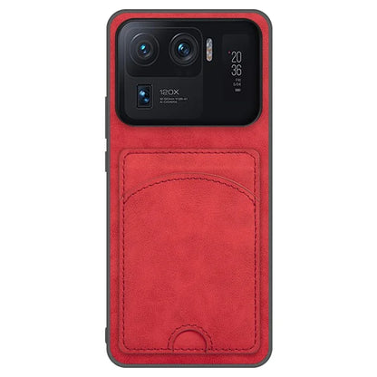 For Xiaomi Mi 11 Ultra Case Kickstand PU Leather Coated PC+TPU Card Slots Phone Cover