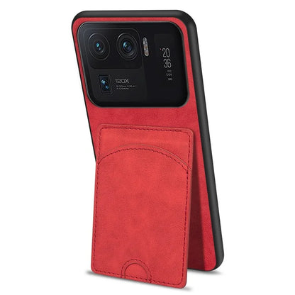 For Xiaomi Mi 11 Ultra Case Kickstand PU Leather Coated PC+TPU Card Slots Phone Cover