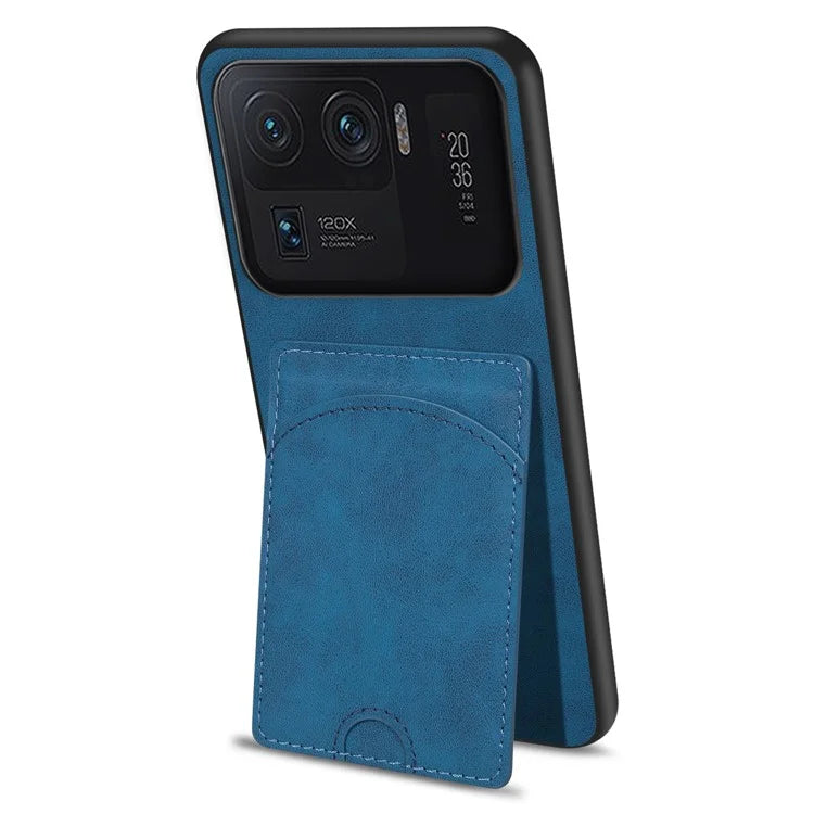 For Xiaomi Mi 11 Ultra Case Kickstand PU Leather Coated PC+TPU Card Slots Phone Cover