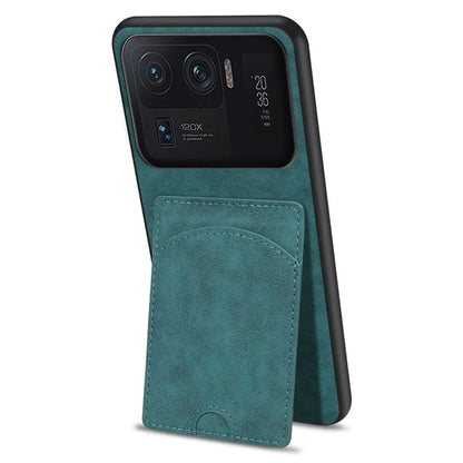 For Xiaomi Mi 11 Ultra Case Kickstand PU Leather Coated PC+TPU Card Slots Phone Cover