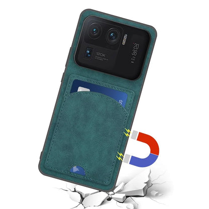 For Xiaomi Mi 11 Ultra Case Kickstand PU Leather Coated PC+TPU Card Slots Phone Cover