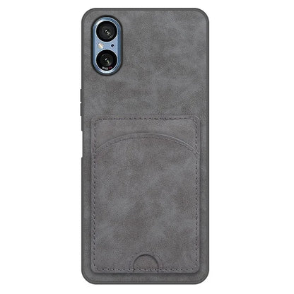 For Sony Xperia 5 V Kickstand Case Card Slot Leather Coated PC+TPU Hybrid Phone Cover