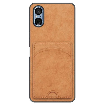 For Sony Xperia 5 V Kickstand Case Card Slot Leather Coated PC+TPU Hybrid Phone Cover