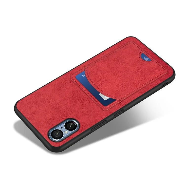 For Sony Xperia 5 V Kickstand Case Card Slot Leather Coated PC+TPU Hybrid Phone Cover