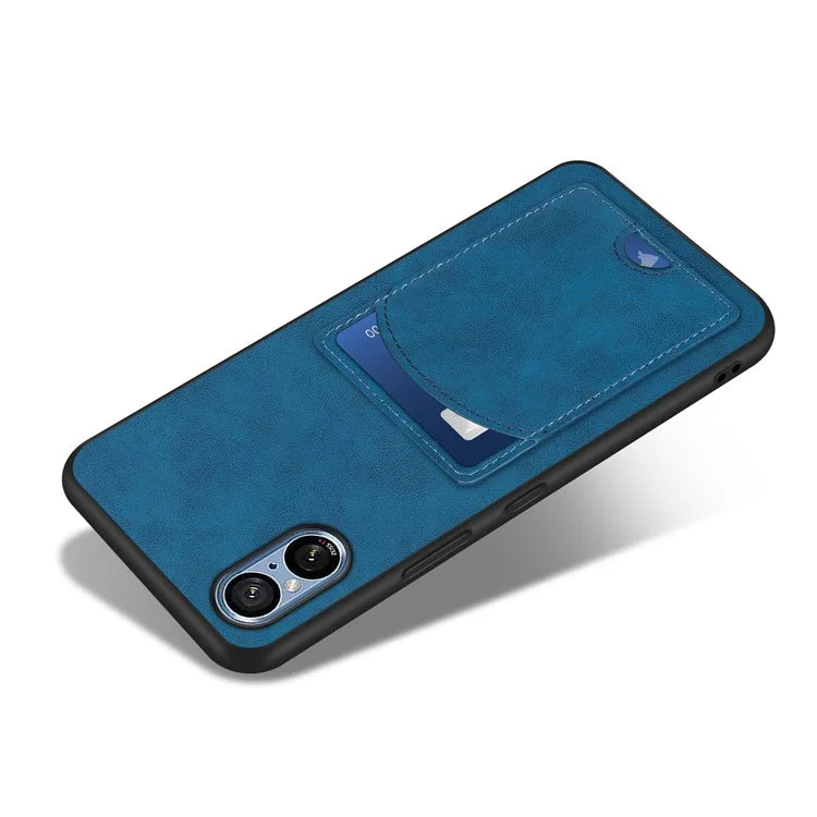 For Sony Xperia 5 V Kickstand Case Card Slot Leather Coated PC+TPU Hybrid Phone Cover
