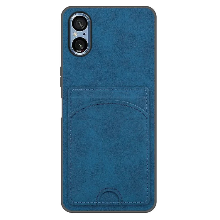 For Sony Xperia 5 V Kickstand Case Card Slot Leather Coated PC+TPU Hybrid Phone Cover