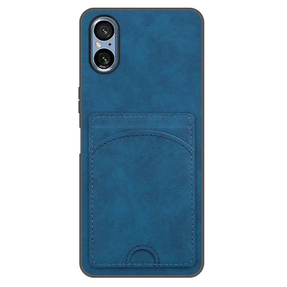 For Sony Xperia 5 V Kickstand Case Card Slot Leather Coated PC+TPU Hybrid Phone Cover
