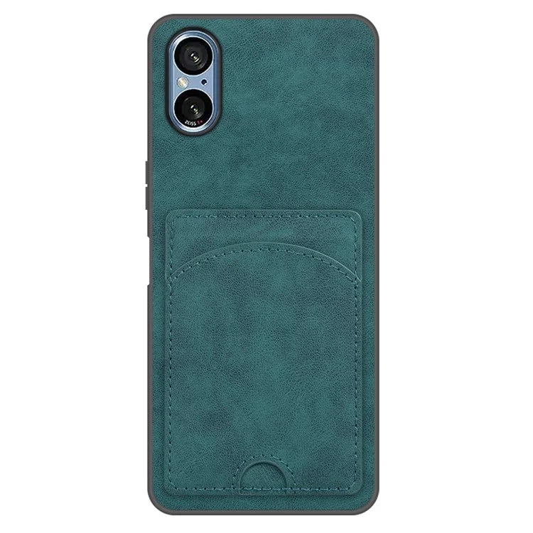 For Sony Xperia 5 V Kickstand Case Card Slot Leather Coated PC+TPU Hybrid Phone Cover