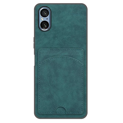 For Sony Xperia 5 V Kickstand Case Card Slot Leather Coated PC+TPU Hybrid Phone Cover