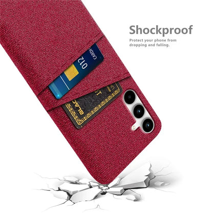 For Samsung Galaxy A25 5G (Global) (161.0 x 76.5 x 8.3mm) Case 2 Card Slots Cloth+PC Hard Protective Cover
