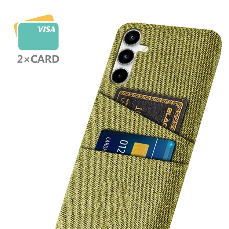For Samsung Galaxy A25 5G (Global) (161.0 x 76.5 x 8.3mm) Case 2 Card Slots Cloth+PC Hard Protective Cover