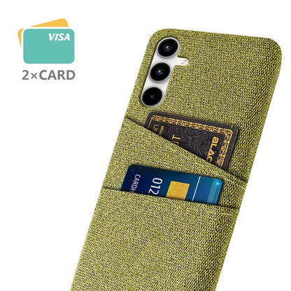 For Samsung Galaxy A25 5G (Global) (161.0 x 76.5 x 8.3mm) Case 2 Card Slots Cloth+PC Hard Protective Cover