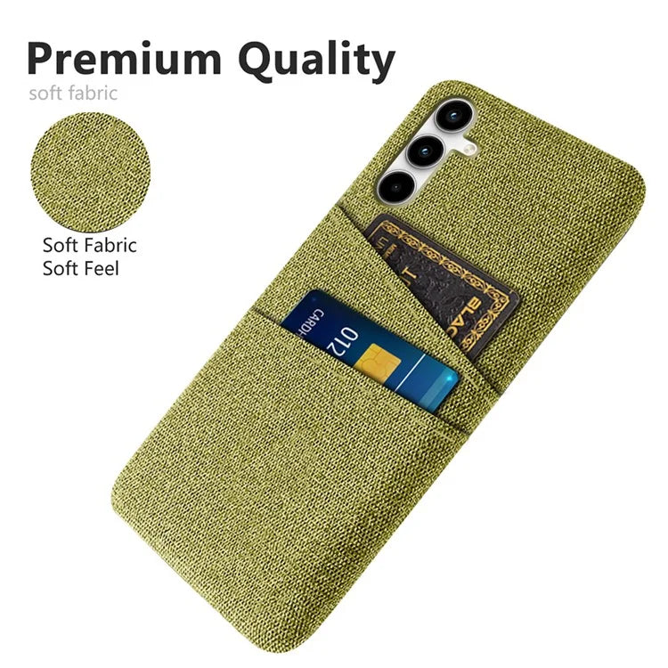 For Samsung Galaxy A25 5G (Global) (161.0 x 76.5 x 8.3mm) Case 2 Card Slots Cloth+PC Hard Protective Cover