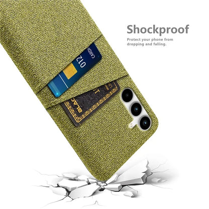 For Samsung Galaxy A25 5G (Global) (161.0 x 76.5 x 8.3mm) Case 2 Card Slots Cloth+PC Hard Protective Cover