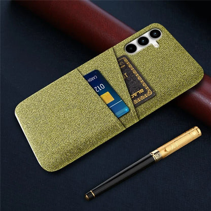 For Samsung Galaxy A25 5G (Global) (161.0 x 76.5 x 8.3mm) Case 2 Card Slots Cloth+PC Hard Protective Cover