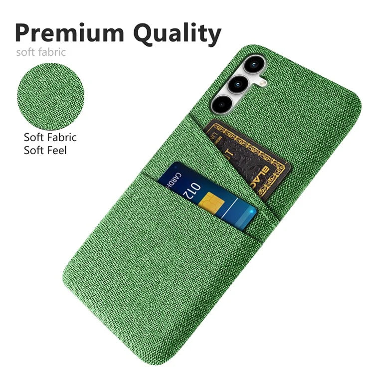 For Samsung Galaxy A25 5G (Global) (161.0 x 76.5 x 8.3mm) Case 2 Card Slots Cloth+PC Hard Protective Cover
