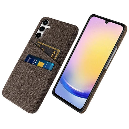 For Samsung Galaxy A25 5G (Global) (161.0 x 76.5 x 8.3mm) Case 2 Card Slots Cloth+PC Hard Protective Cover