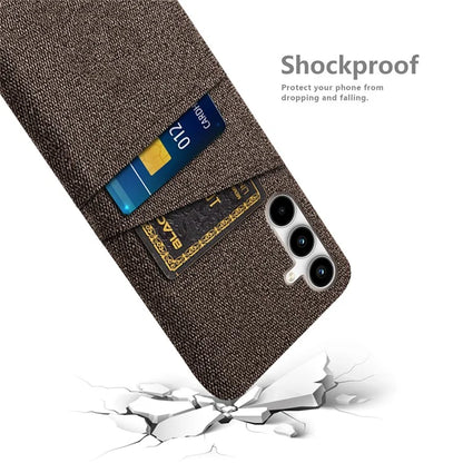 For Samsung Galaxy A25 5G (Global) (161.0 x 76.5 x 8.3mm) Case 2 Card Slots Cloth+PC Hard Protective Cover