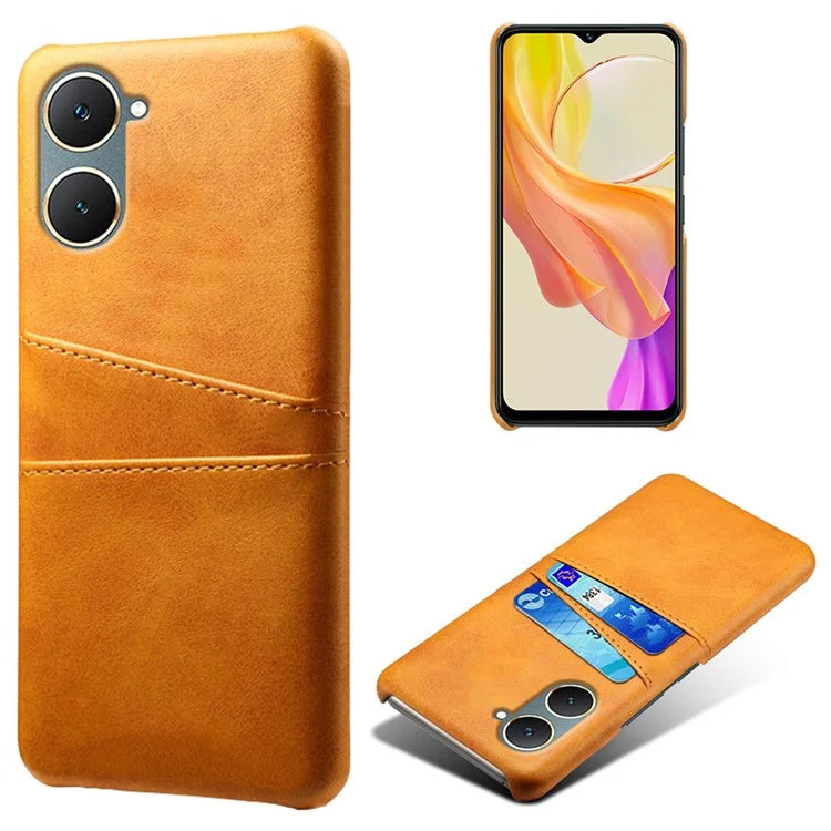 For vivo Y03 Case Card Holders Drop-proof Leather+PC Phone Cover