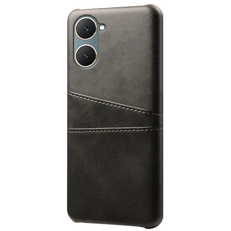 For vivo Y03 Case Card Holders Drop-proof Leather+PC Phone Cover