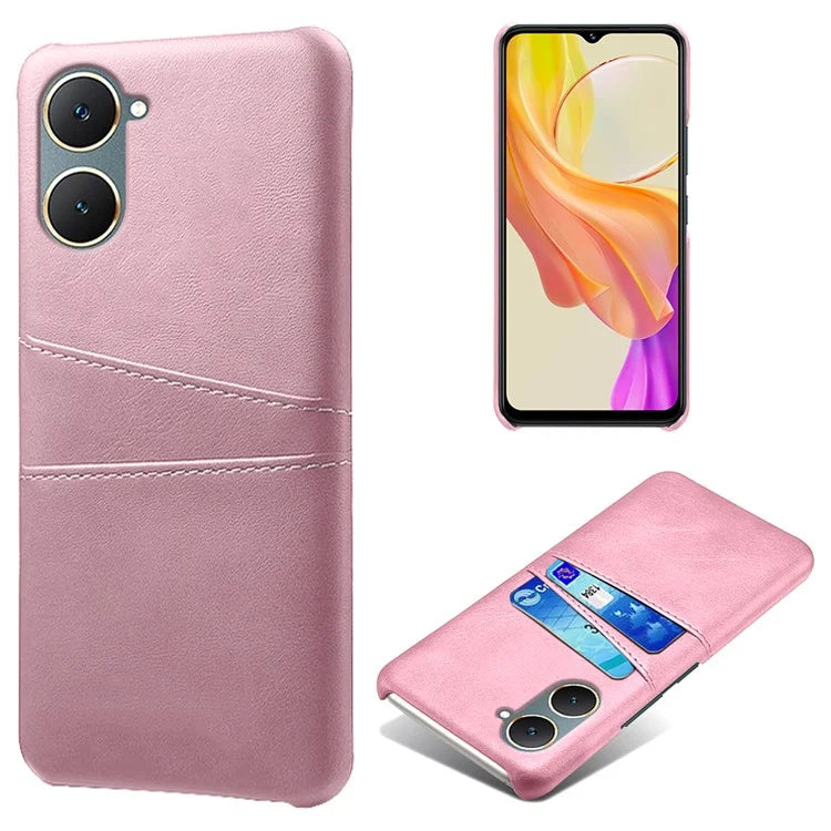 For vivo Y03 Case Card Holders Drop-proof Leather+PC Phone Cover