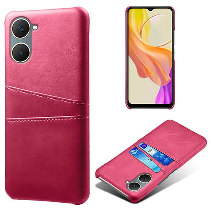 For vivo Y03 Case Card Holders Drop-proof Leather+PC Phone Cover