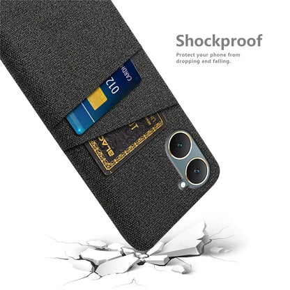 For vivo Y03 Case Cloth+PC Dual Layer Protective Phone Cover with 2 Card Slots