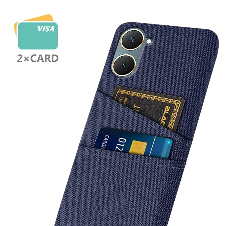 For vivo Y03 Case Cloth+PC Dual Layer Protective Phone Cover with 2 Card Slots