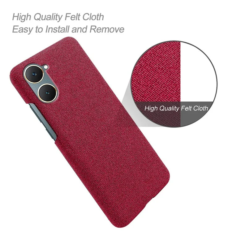 For vivo Y03 Case Drop Protection Cloth+PC Phone Shell