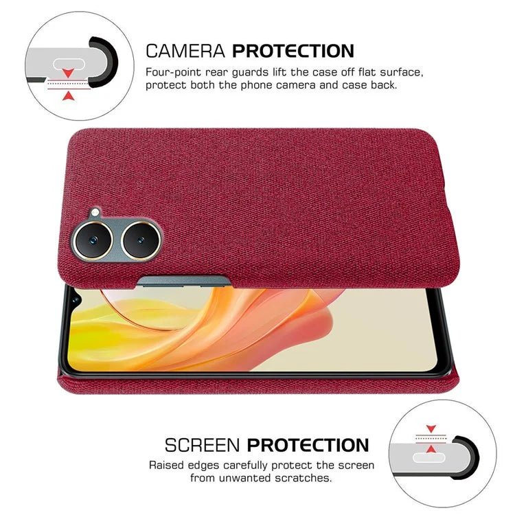 For vivo Y03 Case Drop Protection Cloth+PC Phone Shell
