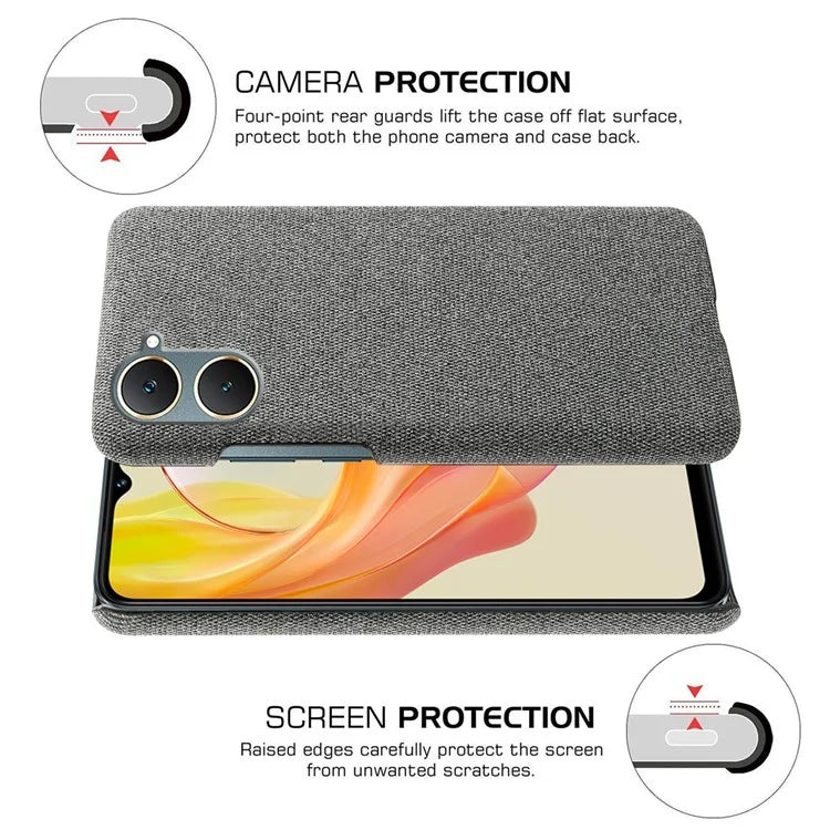 For vivo Y03 Case Drop Protection Cloth+PC Phone Shell