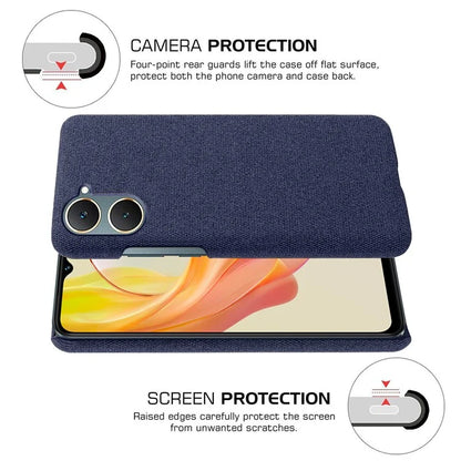 For vivo Y03 Case Drop Protection Cloth+PC Phone Shell