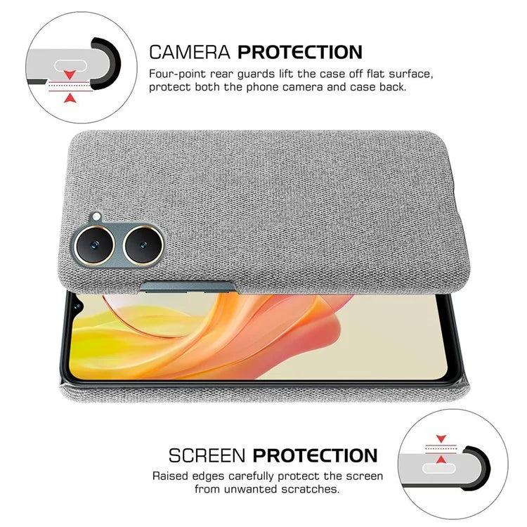 For vivo Y03 Case Drop Protection Cloth+PC Phone Shell