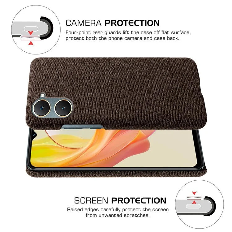 For vivo Y03 Case Drop Protection Cloth+PC Phone Shell