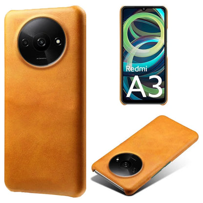 For Xiaomi Redmi A3 / Poco C61 4G Case Calf Texture Leather Coated PC Shell Slim Cover
