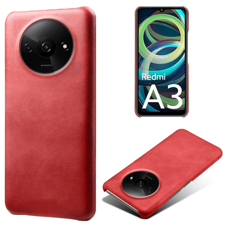 For Xiaomi Redmi A3 / Poco C61 4G Case Calf Texture Leather Coated PC Shell Slim Cover
