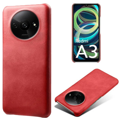 For Xiaomi Redmi A3 / Poco C61 4G Case Calf Texture Leather Coated PC Shell Slim Cover